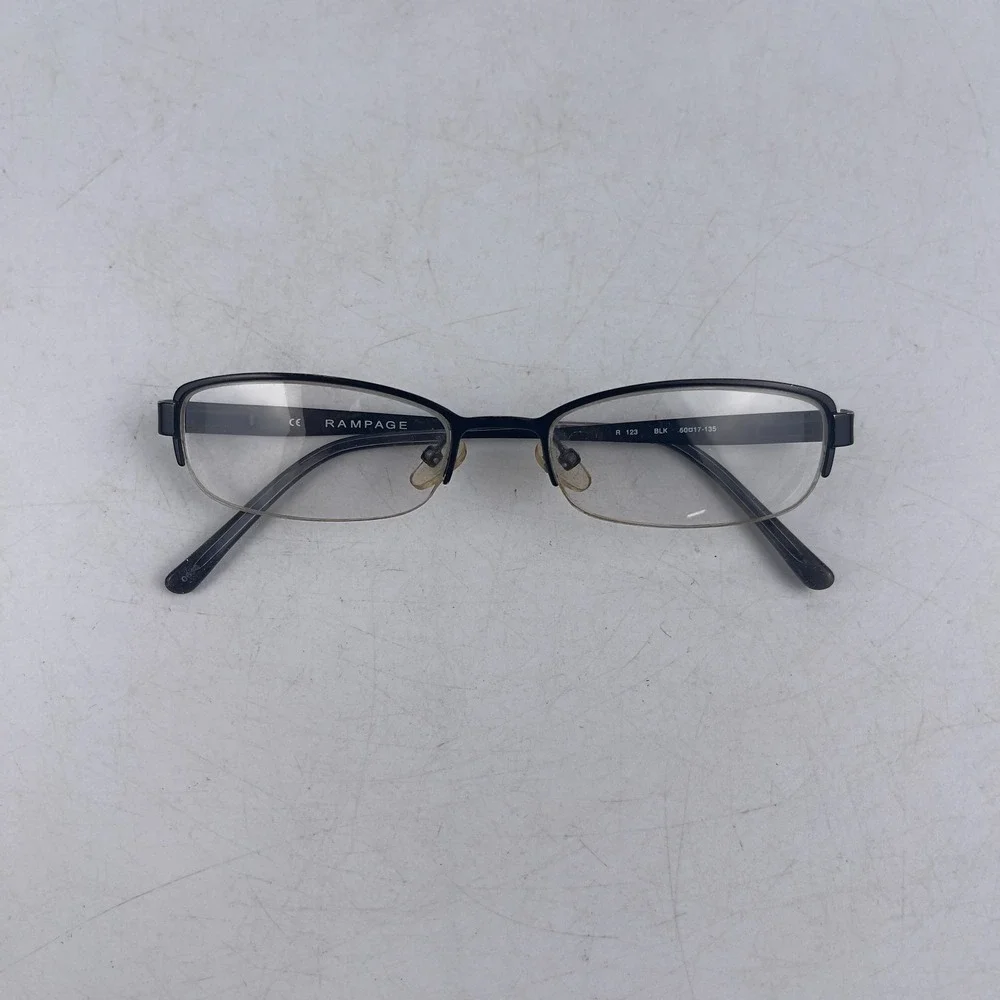 Rampage R 123 Women Eyeglasses Frame Black Metal Rectangle Half Rim 50-17-135 mm